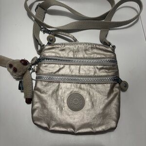 Kipling Shimmering Silver Crossbody Bag